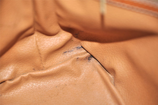 Authentic CELINE Macadam Blason Shoulder Drawstring Bag PVC Leather Brown 2214K