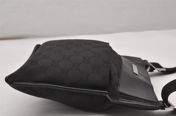 Authentic GUCCI Shoulder Cross Body Bag GG Canvas Leather 27639 Black 2215J