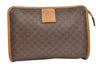 Authentic CELINE Macadam Blason Pattern Clutch Hand Bag PVC Leather Brown 2215K