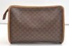 Authentic CELINE Macadam Blason Pattern Clutch Hand Bag PVC Leather Brown 2215K