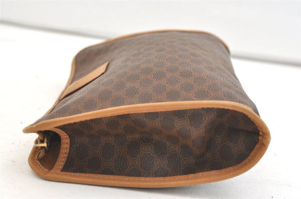 Authentic CELINE Macadam Blason Pattern Clutch Hand Bag PVC Leather Brown 2215K