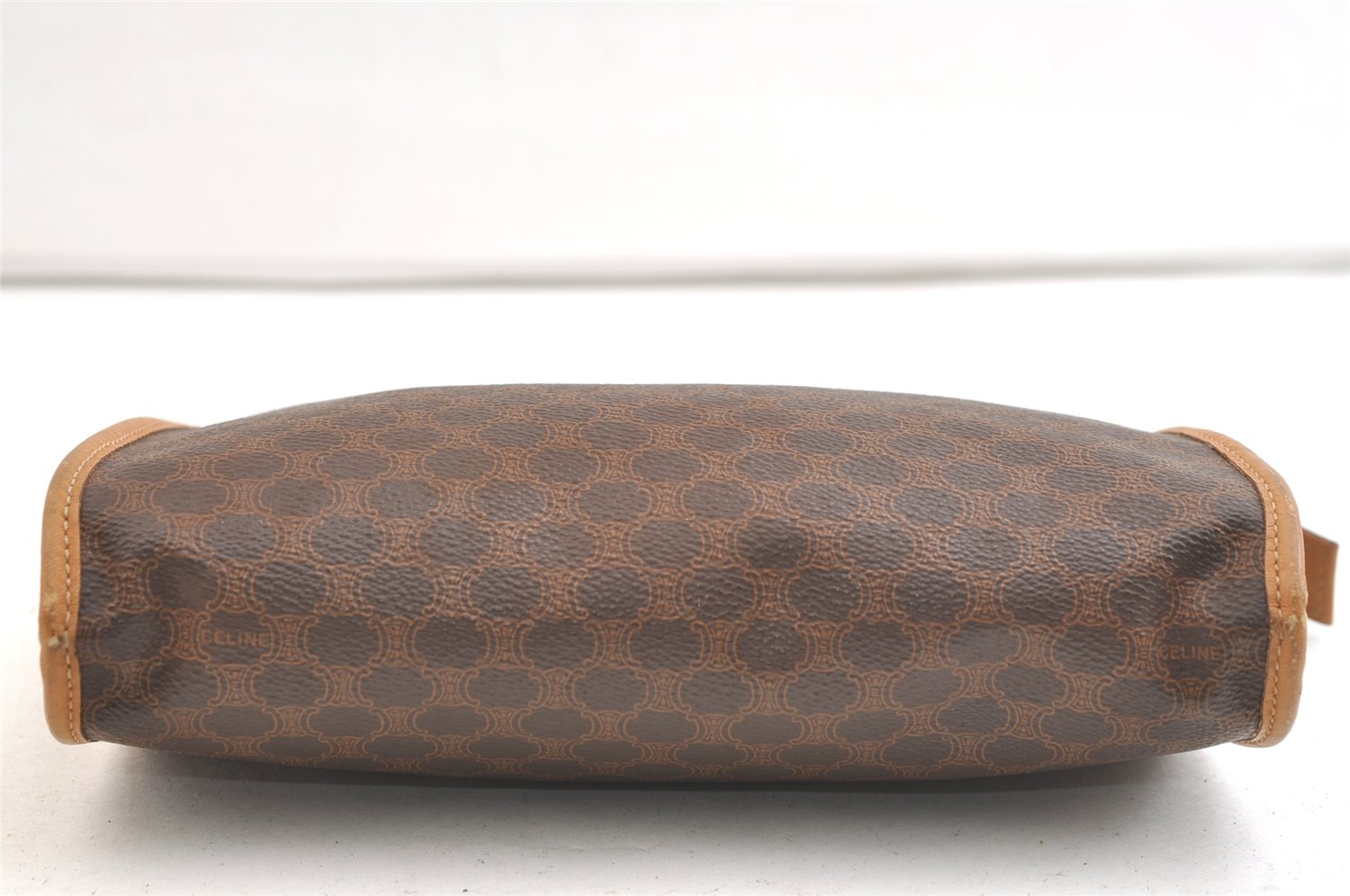 Authentic CELINE Macadam Blason Pattern Clutch Hand Bag PVC Leather Brown 2215K