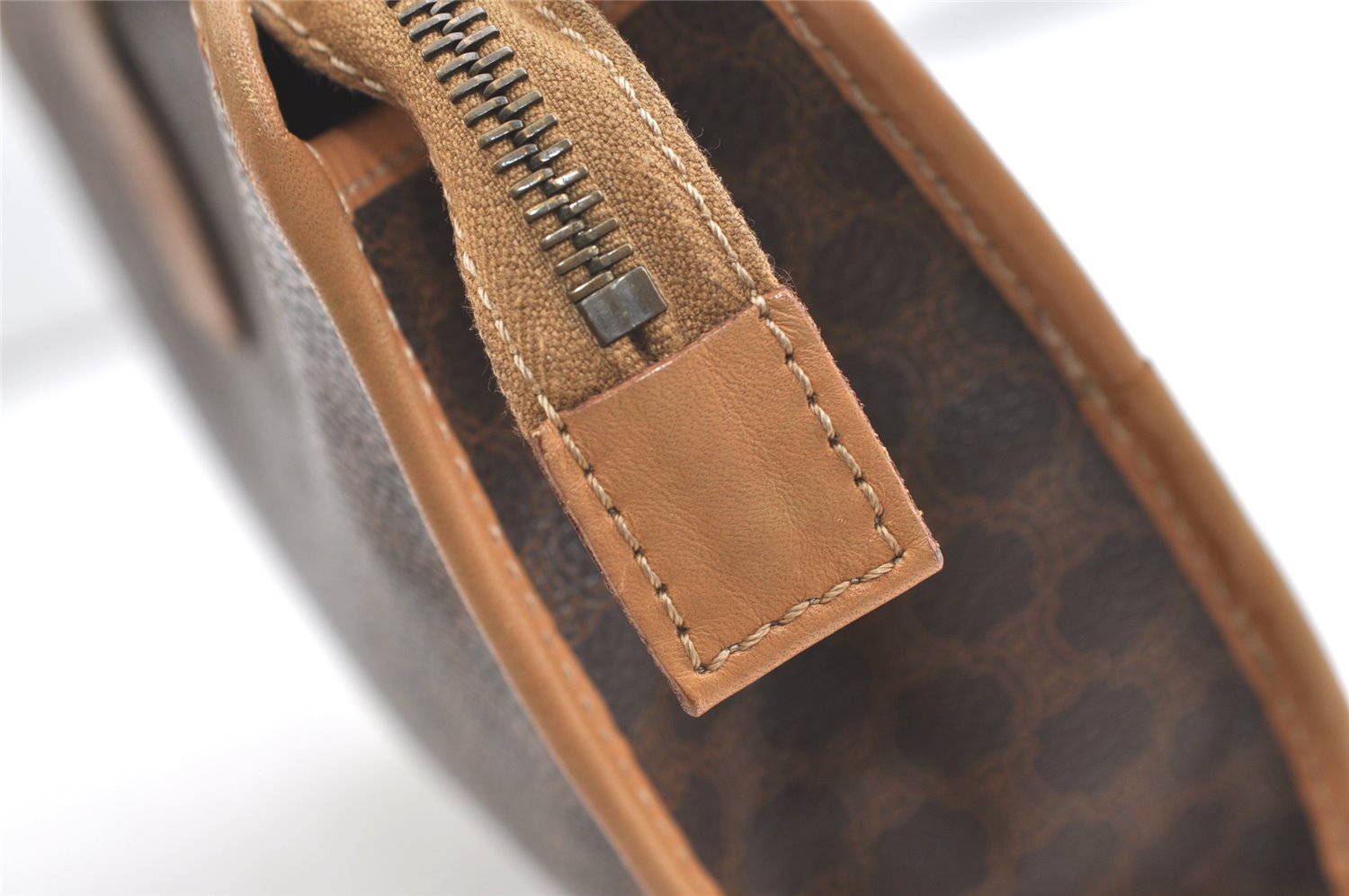 Authentic CELINE Macadam Blason Pattern Clutch Hand Bag PVC Leather Brown 2215K