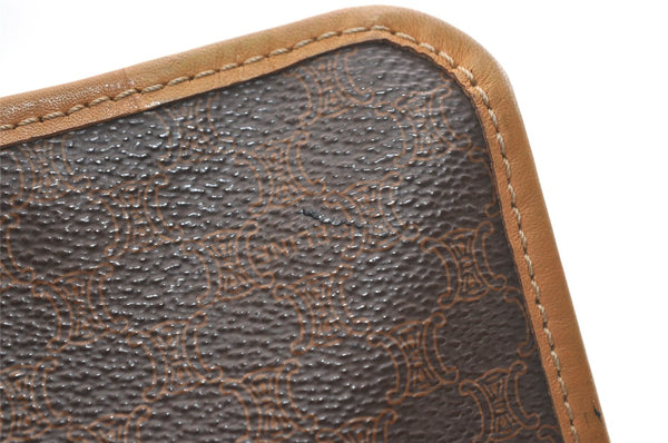 Authentic CELINE Macadam Blason Pattern Clutch Hand Bag PVC Leather Brown 2215K