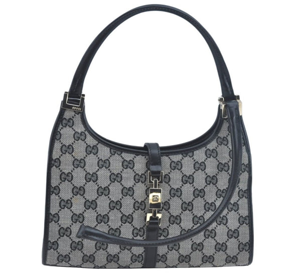 Authentic GUCCI Jackie Shoulder Hand Bag GG Canvas Leather Black Junk 2216J