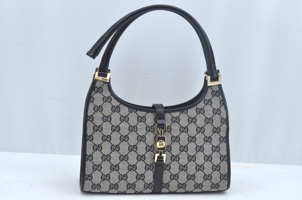 Authentic GUCCI Jackie Shoulder Hand Bag GG Canvas Leather Black Junk 2216J
