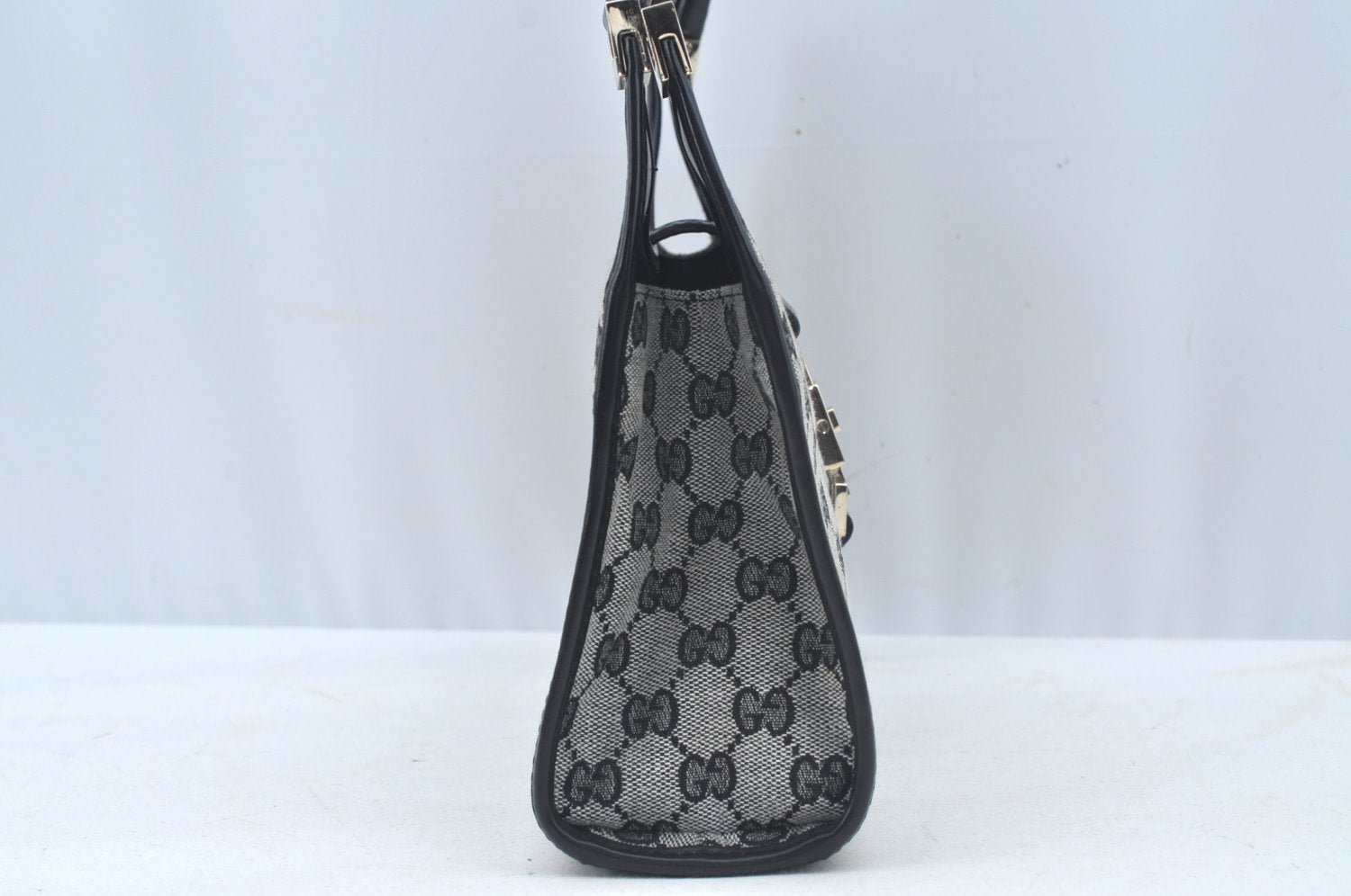 Authentic GUCCI Jackie Shoulder Hand Bag GG Canvas Leather Black Junk 2216J