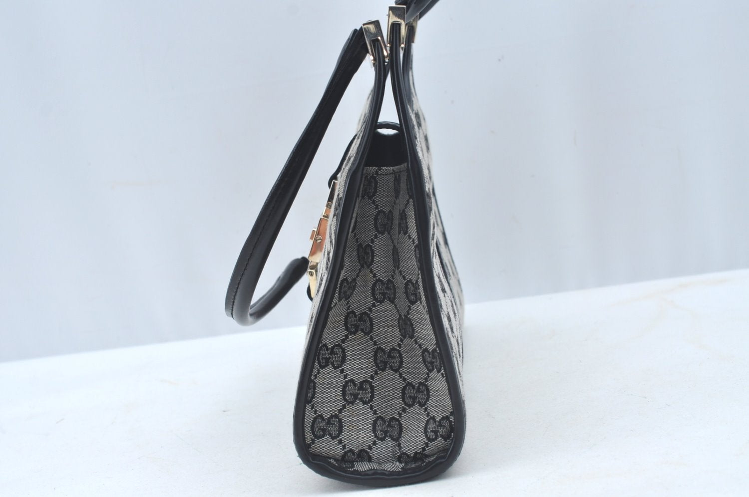 Authentic GUCCI Jackie Shoulder Hand Bag GG Canvas Leather Black Junk 2216J