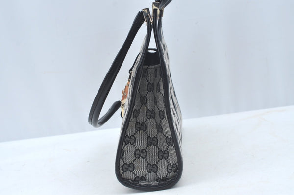 Authentic GUCCI Jackie Shoulder Hand Bag GG Canvas Leather Black Junk 2216J