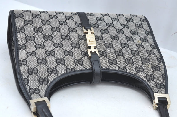 Authentic GUCCI Jackie Shoulder Hand Bag GG Canvas Leather Black Junk 2216J