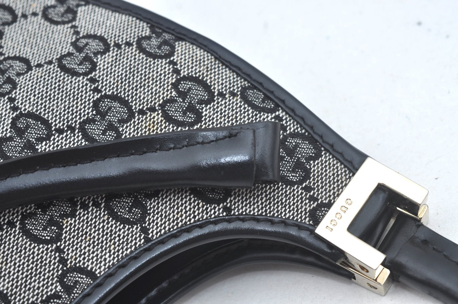 Authentic GUCCI Jackie Shoulder Hand Bag GG Canvas Leather Black Junk 2216J