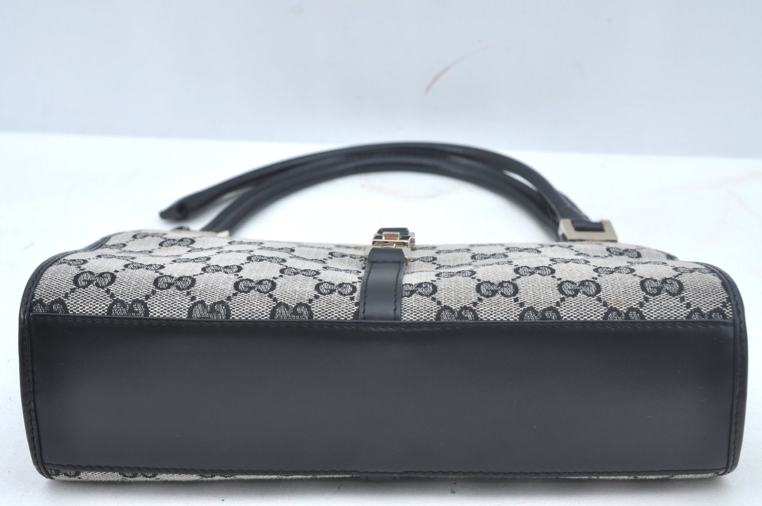 Authentic GUCCI Jackie Shoulder Hand Bag GG Canvas Leather Black Junk 2216J