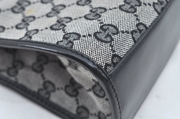 Authentic GUCCI Jackie Shoulder Hand Bag GG Canvas Leather Black Junk 2216J