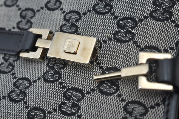 Authentic GUCCI Jackie Shoulder Hand Bag GG Canvas Leather Black Junk 2216J