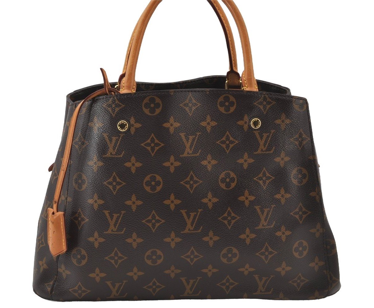 Authentic Louis Vuitton Monogram Montaigne MM 2Way Hand Bag M41056 LV 2218J