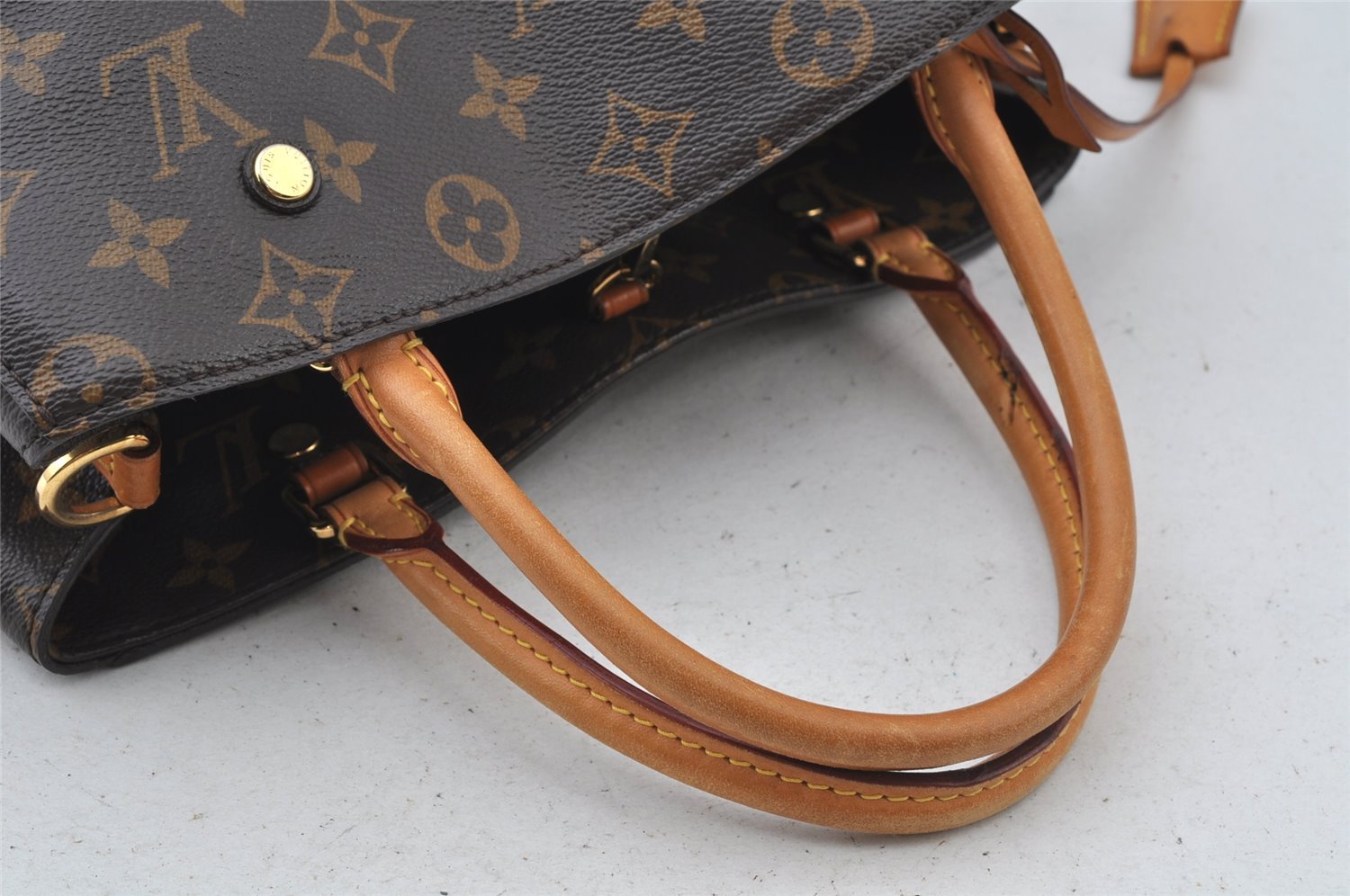 Authentic Louis Vuitton Monogram Montaigne MM 2Way Hand Bag M41056 LV 2218J