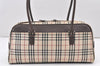 Authentic BURBERRY Nova Check Shoulder Hand Bag Canvas Leather Beige 2220K