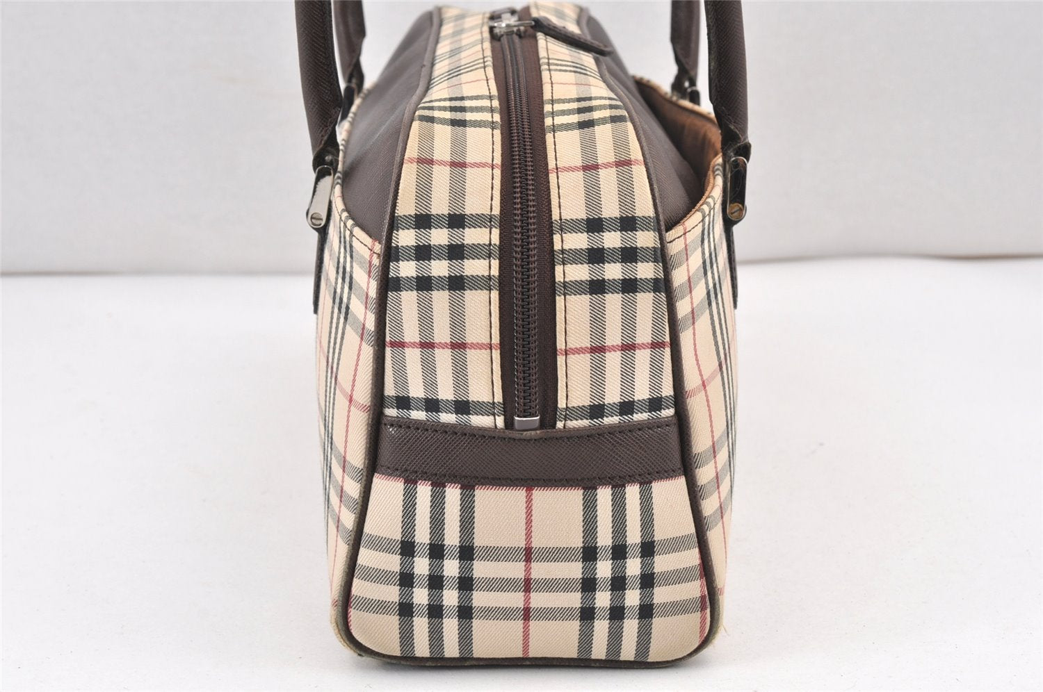Authentic BURBERRY Nova Check Shoulder Hand Bag Canvas Leather Beige 2220K