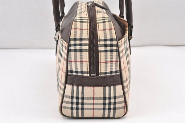 Authentic BURBERRY Nova Check Shoulder Hand Bag Canvas Leather Beige 2220K