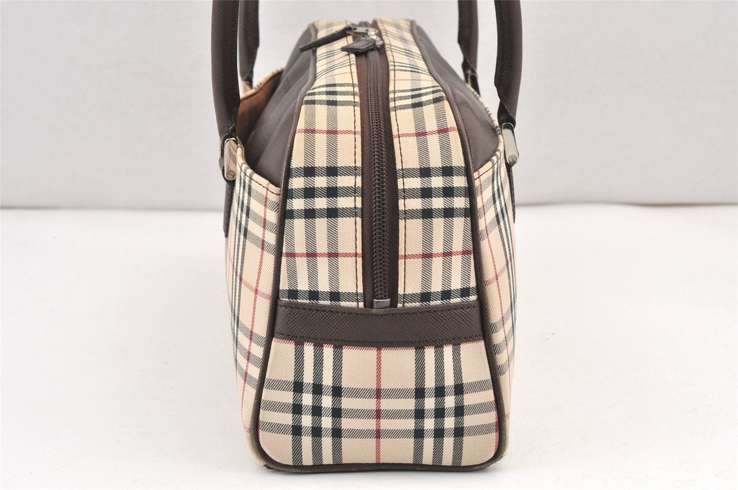 Authentic BURBERRY Nova Check Shoulder Hand Bag Canvas Leather Beige 2220K