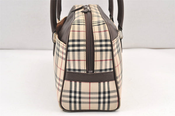 Authentic BURBERRY Nova Check Shoulder Hand Bag Canvas Leather Beige 2220K
