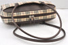 Authentic BURBERRY Nova Check Shoulder Hand Bag Canvas Leather Beige 2220K