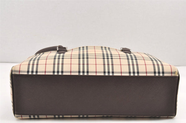 Authentic BURBERRY Nova Check Shoulder Hand Bag Canvas Leather Beige 2220K