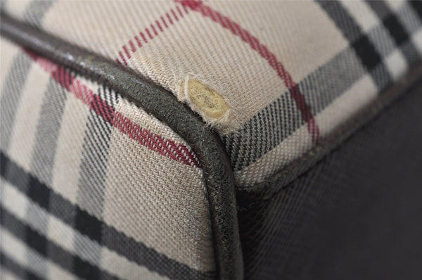 Authentic BURBERRY Nova Check Shoulder Hand Bag Canvas Leather Beige 2220K