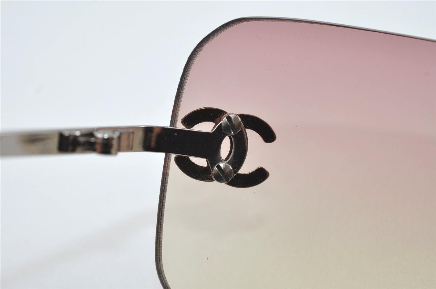 Authentic CHANEL Sunglasses Rhinestone CoCo Mark Titanium 4017-D Pink 2226I