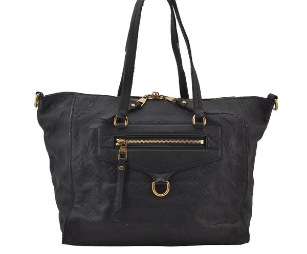 Auth Louis Vuitton Monogram Empreinte Lumineuse PM Tote Bag Navy M93410 LV 2226J