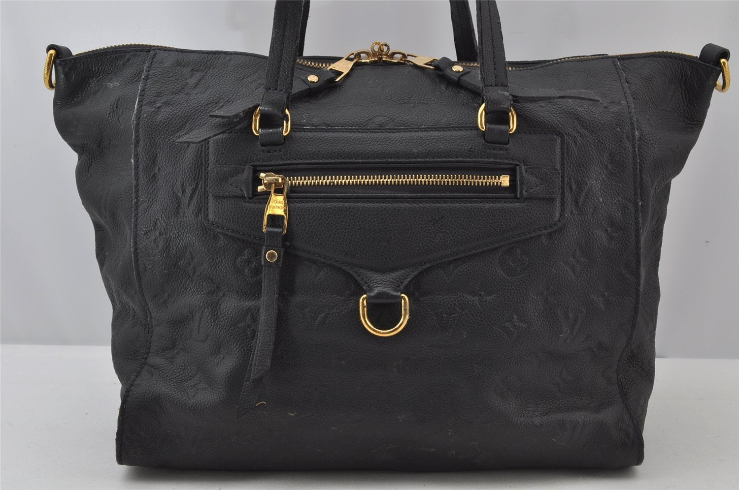 Auth Louis Vuitton Monogram Empreinte Lumineuse PM Tote Bag Navy M93410 LV 2226J