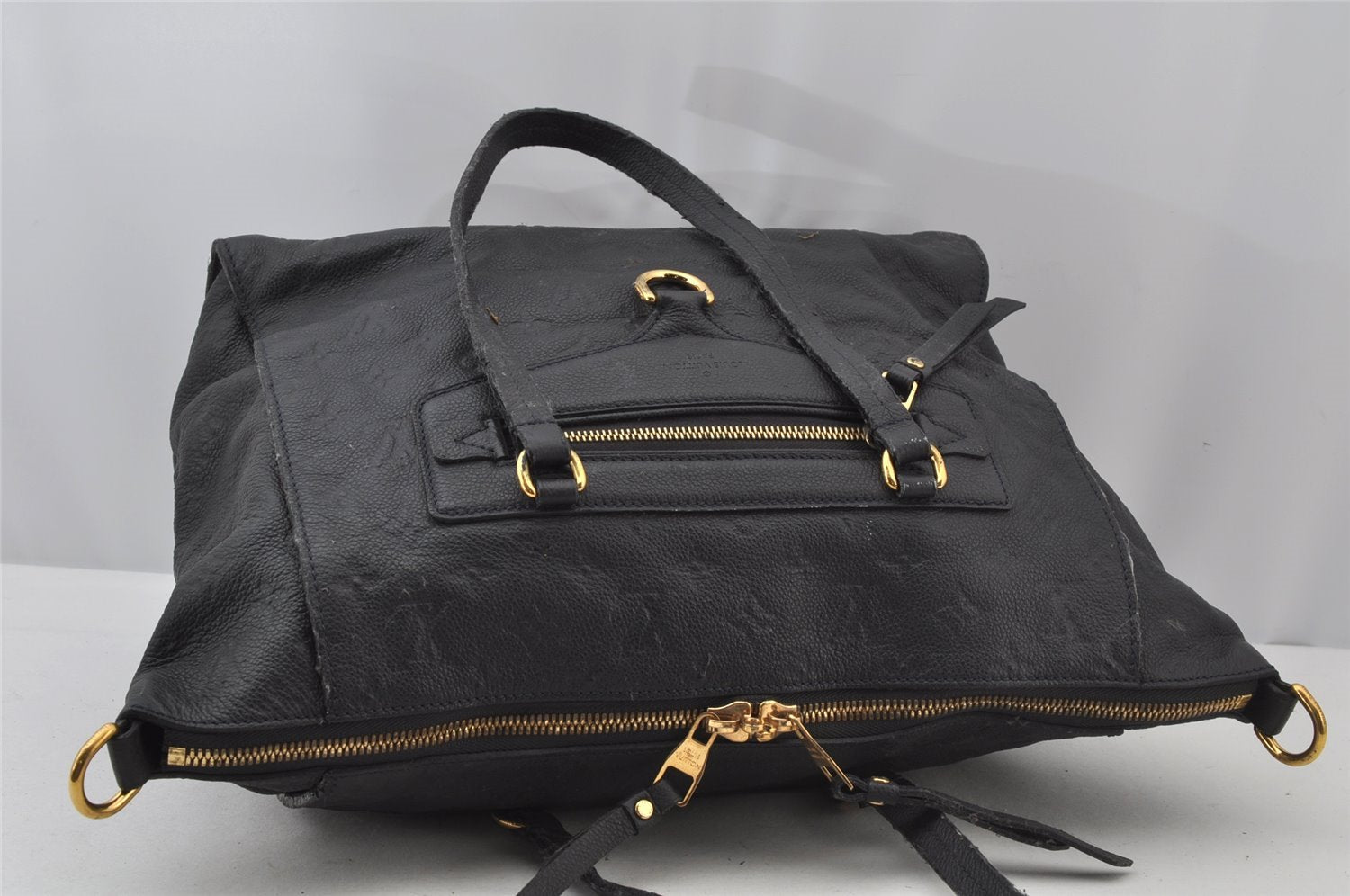 Auth Louis Vuitton Monogram Empreinte Lumineuse PM Tote Bag Navy M93410 LV 2226J