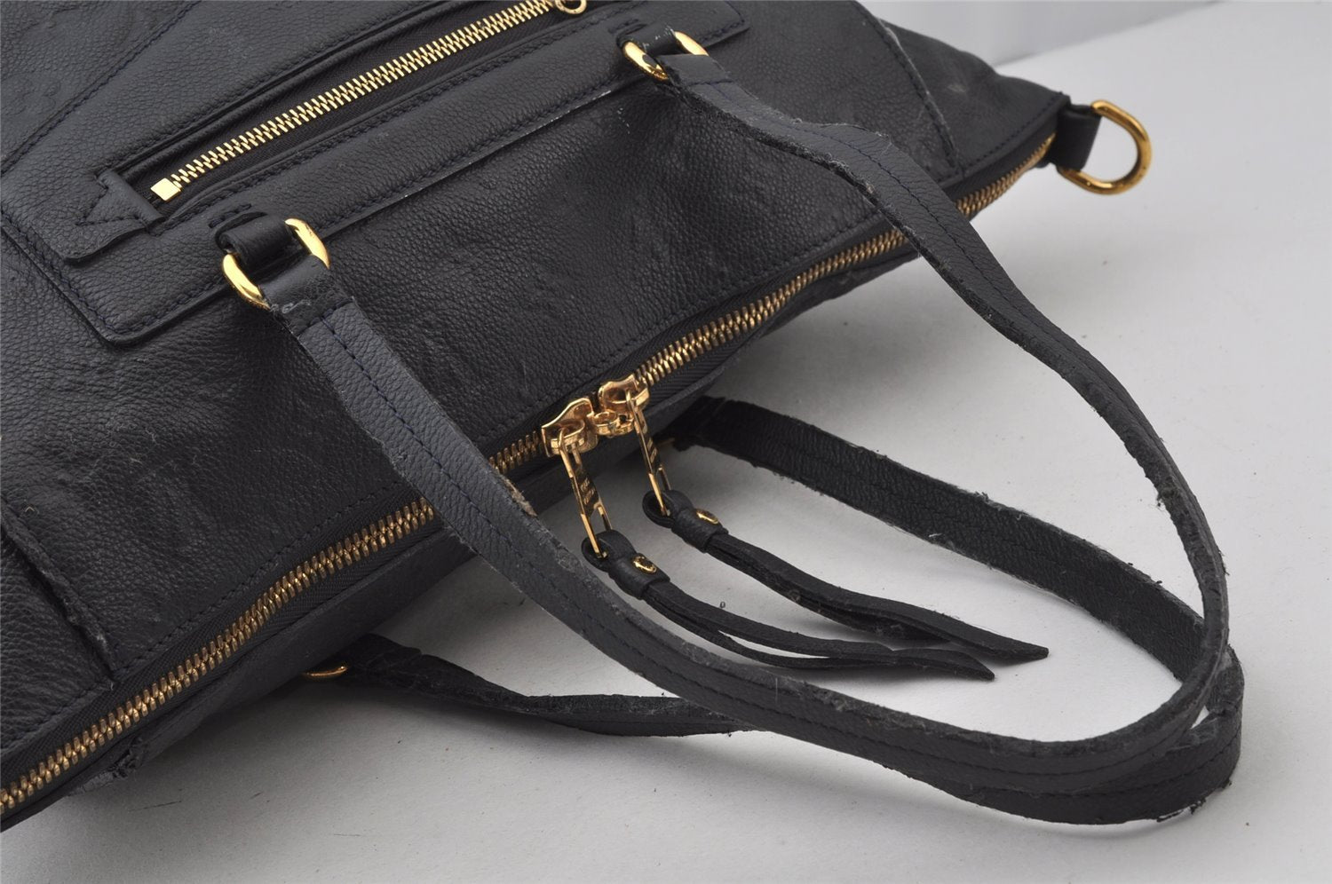 Auth Louis Vuitton Monogram Empreinte Lumineuse PM Tote Bag Navy M93410 LV 2226J