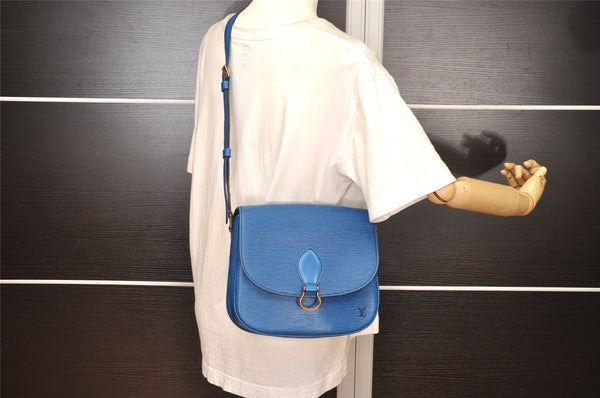 Auth Louis Vuitton Epi Saint Cloud GM Shoulder Cross Body Bag M52195 Blue 2227J