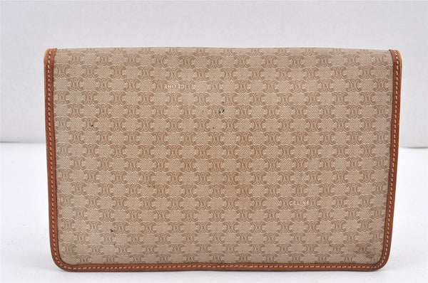 Authentic CELINE Macadam Blason Pattern Clutch Hand Bag PVC Leather Beige 2231K