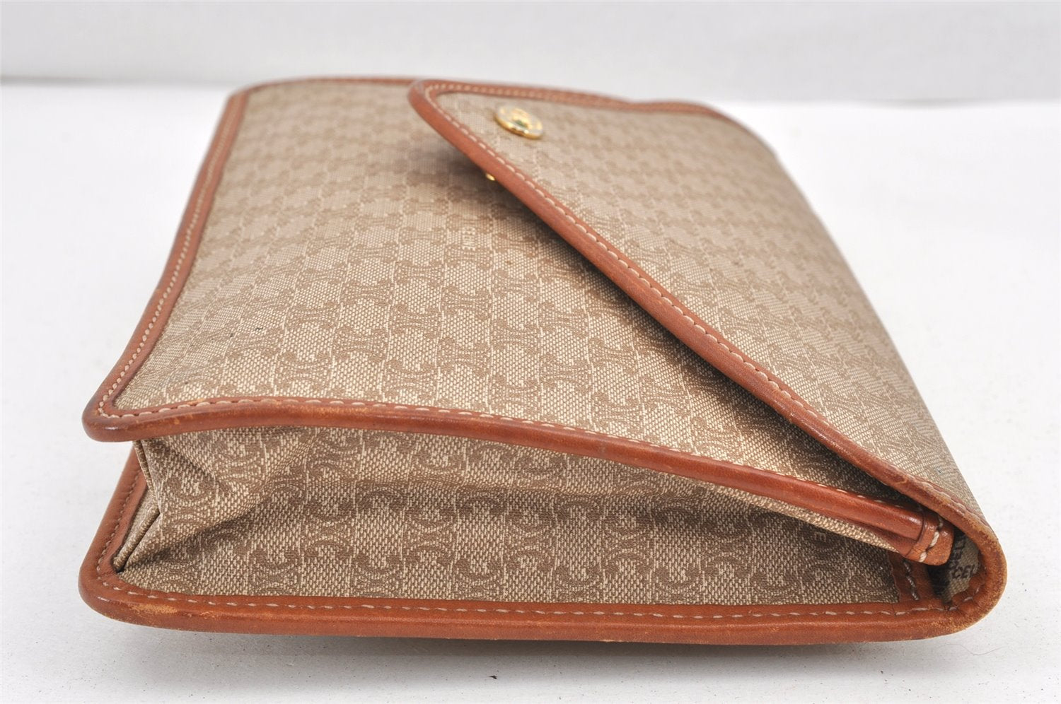 Authentic CELINE Macadam Blason Pattern Clutch Hand Bag PVC Leather Beige 2231K