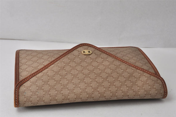 Authentic CELINE Macadam Blason Pattern Clutch Hand Bag PVC Leather Beige 2231K