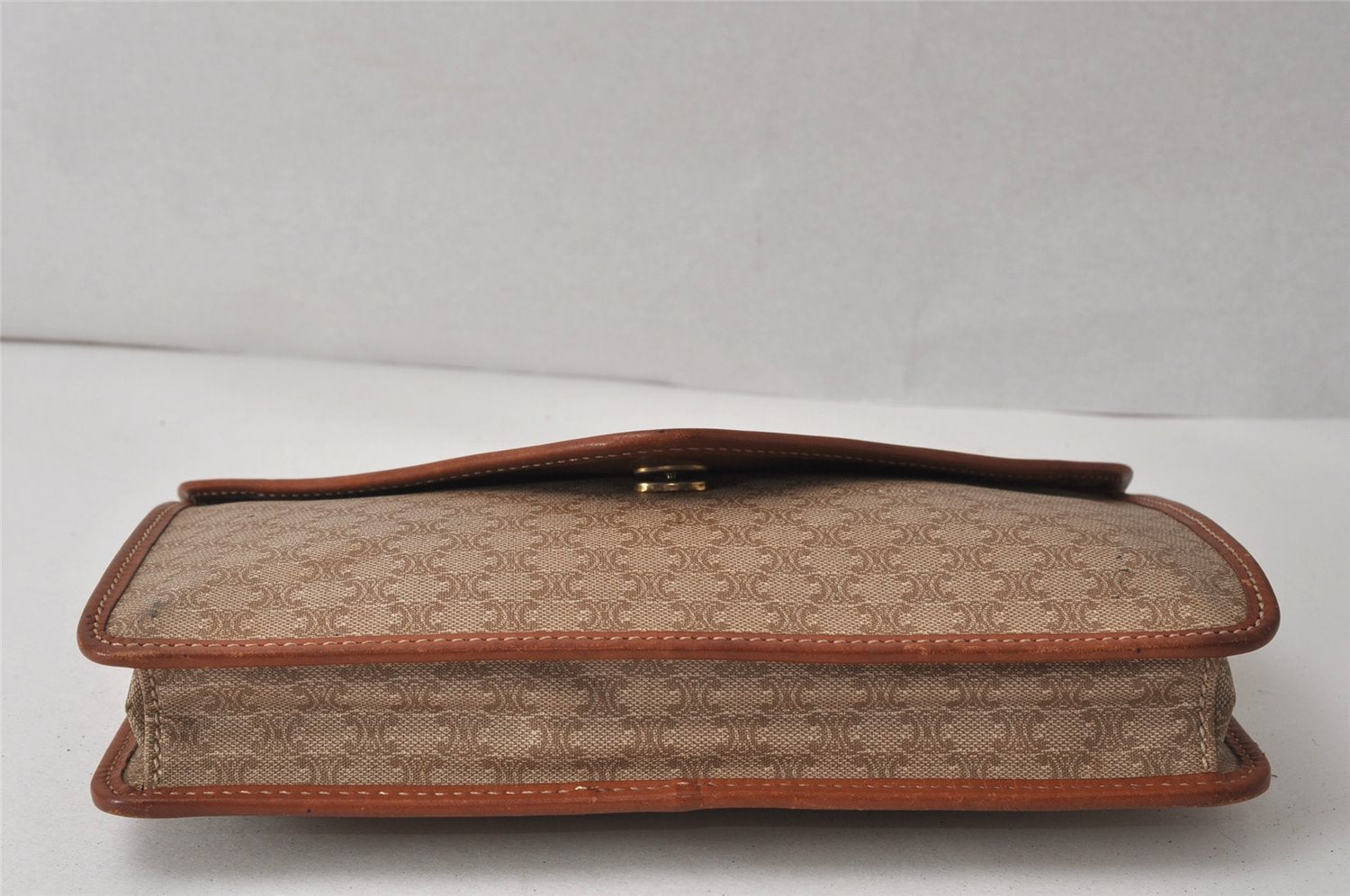Authentic CELINE Macadam Blason Pattern Clutch Hand Bag PVC Leather Beige 2231K