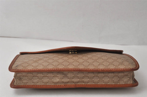 Authentic CELINE Macadam Blason Pattern Clutch Hand Bag PVC Leather Beige 2231K