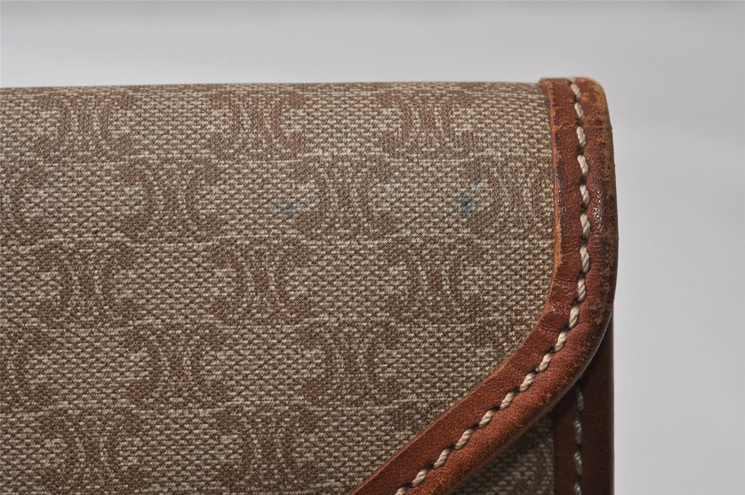 Authentic CELINE Macadam Blason Pattern Clutch Hand Bag PVC Leather Beige 2231K