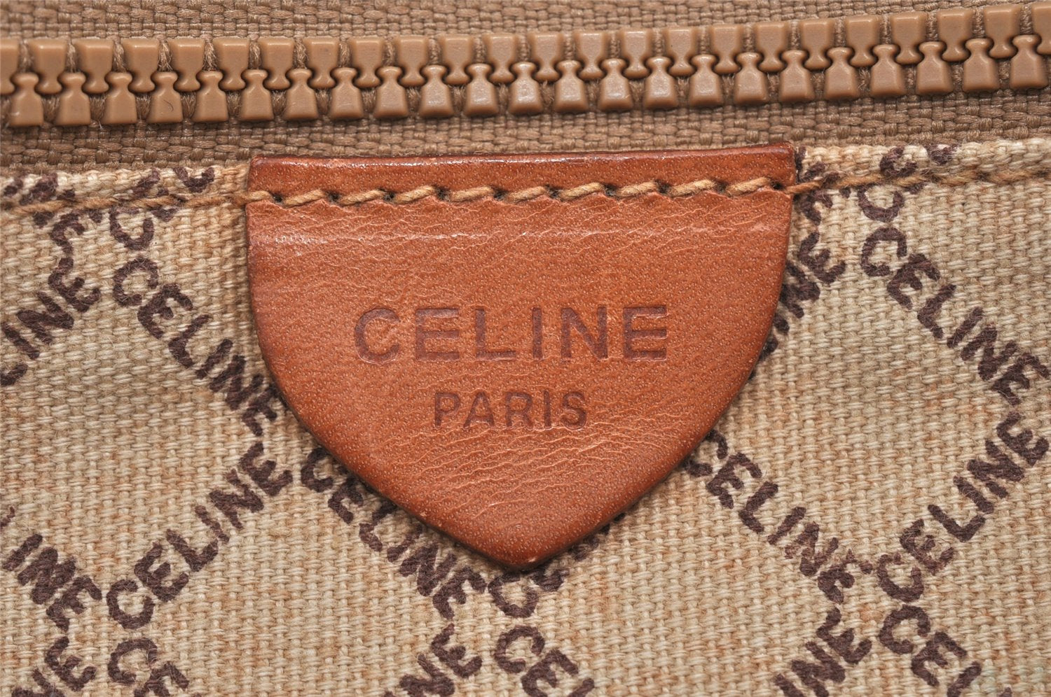Authentic CELINE Macadam Blason Pattern Clutch Hand Bag PVC Leather Beige 2231K