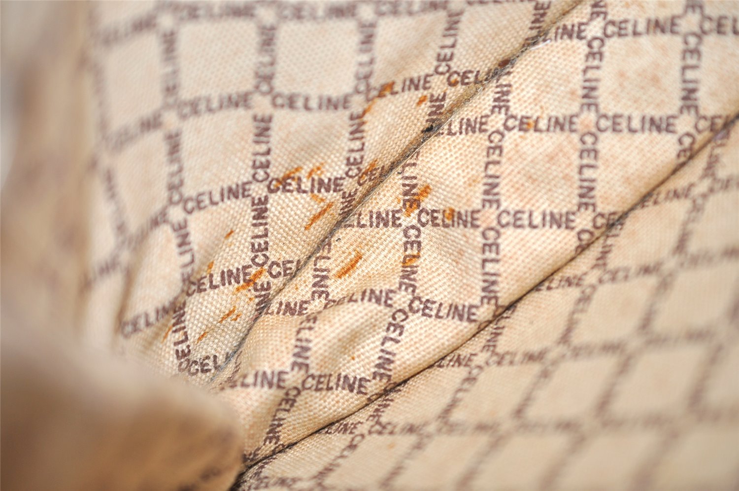 Authentic CELINE Macadam Blason Pattern Clutch Hand Bag PVC Leather Beige 2231K
