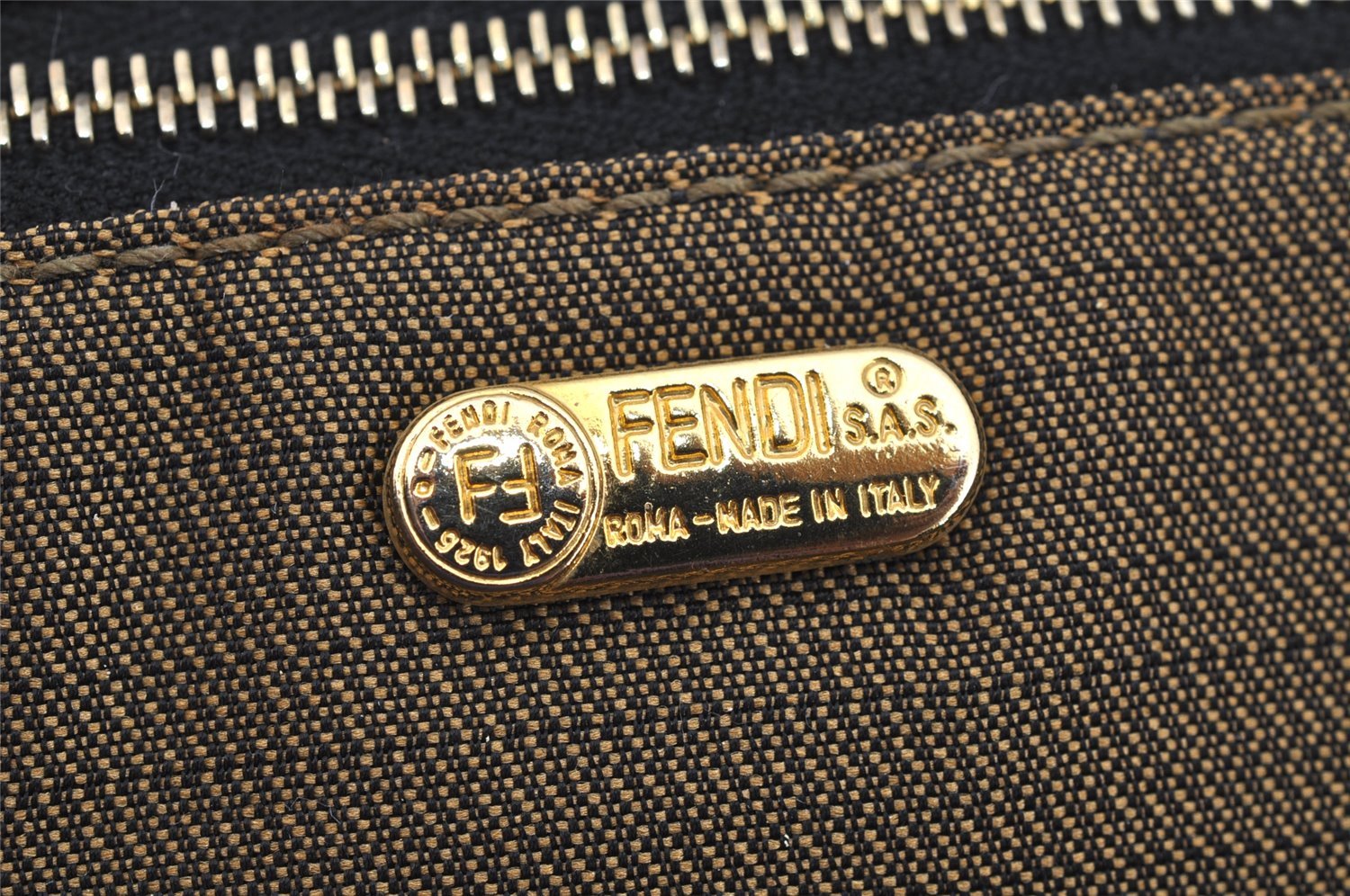 Authentic FENDI Zucca Vintage Hand Bag Purse Canvas Leather Brown Junk 2234I