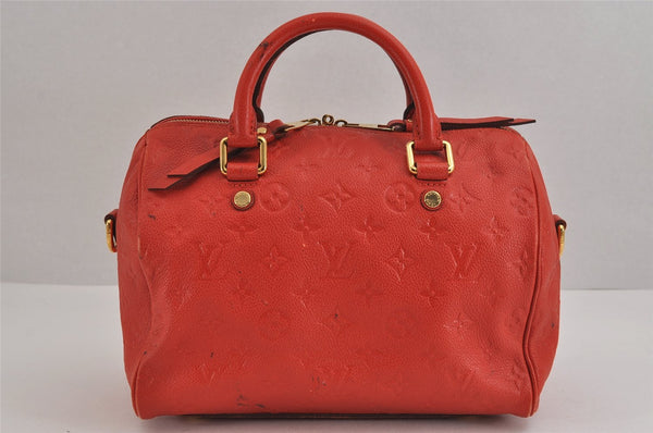 Auth Louis Vuitton Monogram Empreinte Speedy Bandouliere 25 Hand Bag Red 2234J