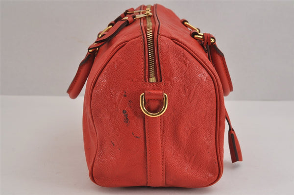 Auth Louis Vuitton Monogram Empreinte Speedy Bandouliere 25 Hand Bag Red 2234J