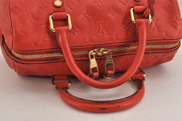 Auth Louis Vuitton Monogram Empreinte Speedy Bandouliere 25 Hand Bag Red 2234J