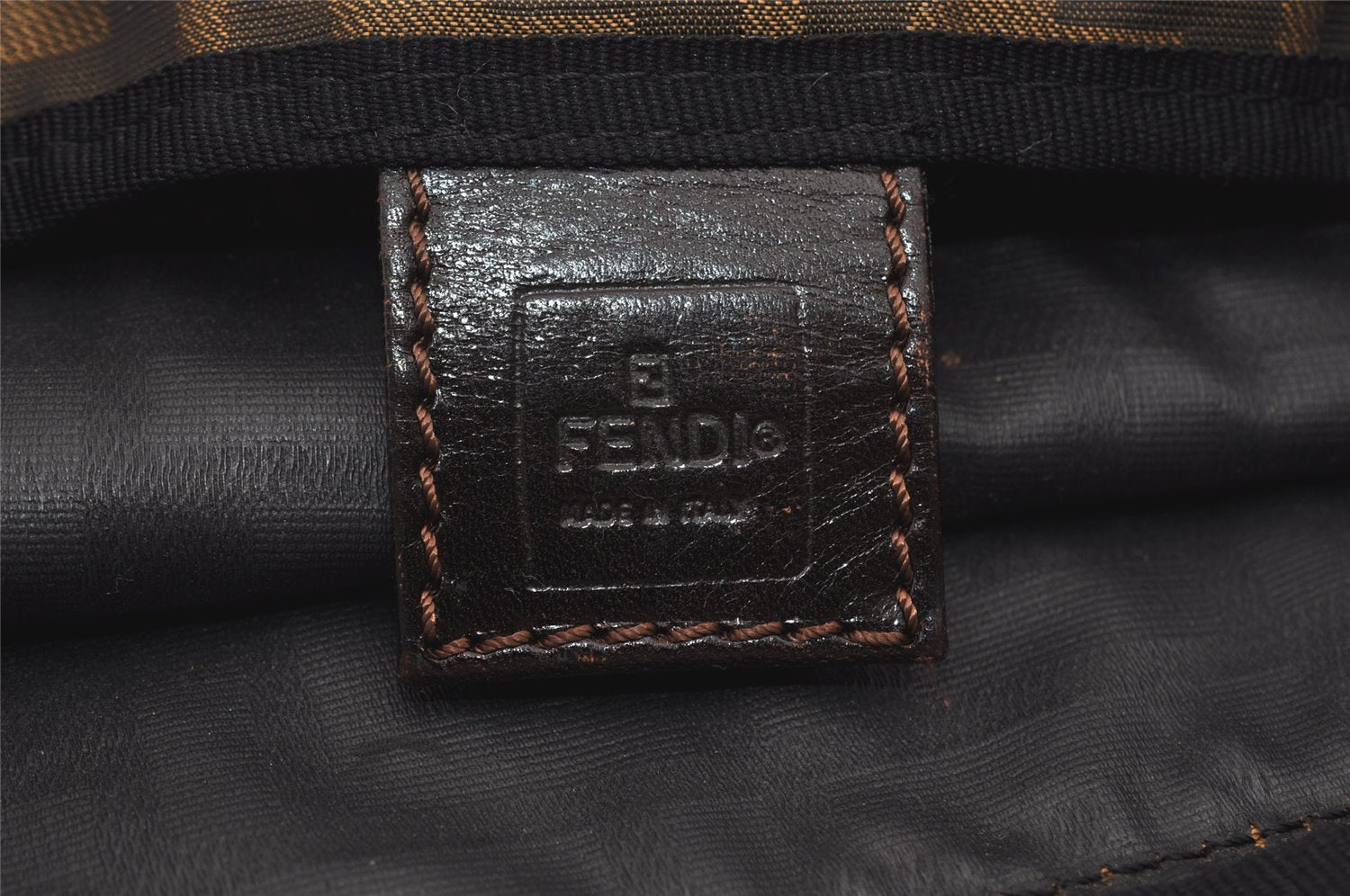 Authentic FENDI Zucca Vintage Folding Tote Hand Bag Nylon Leather Brown 2236I