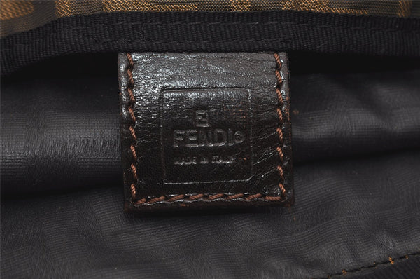 Authentic FENDI Zucca Vintage Folding Tote Hand Bag Nylon Leather Brown 2236I