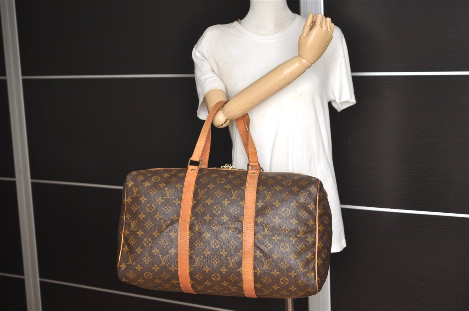 Authentic Louis Vuitton Monogram Sac Souple 45 Hand Boston Bag M41624 LV 2236J