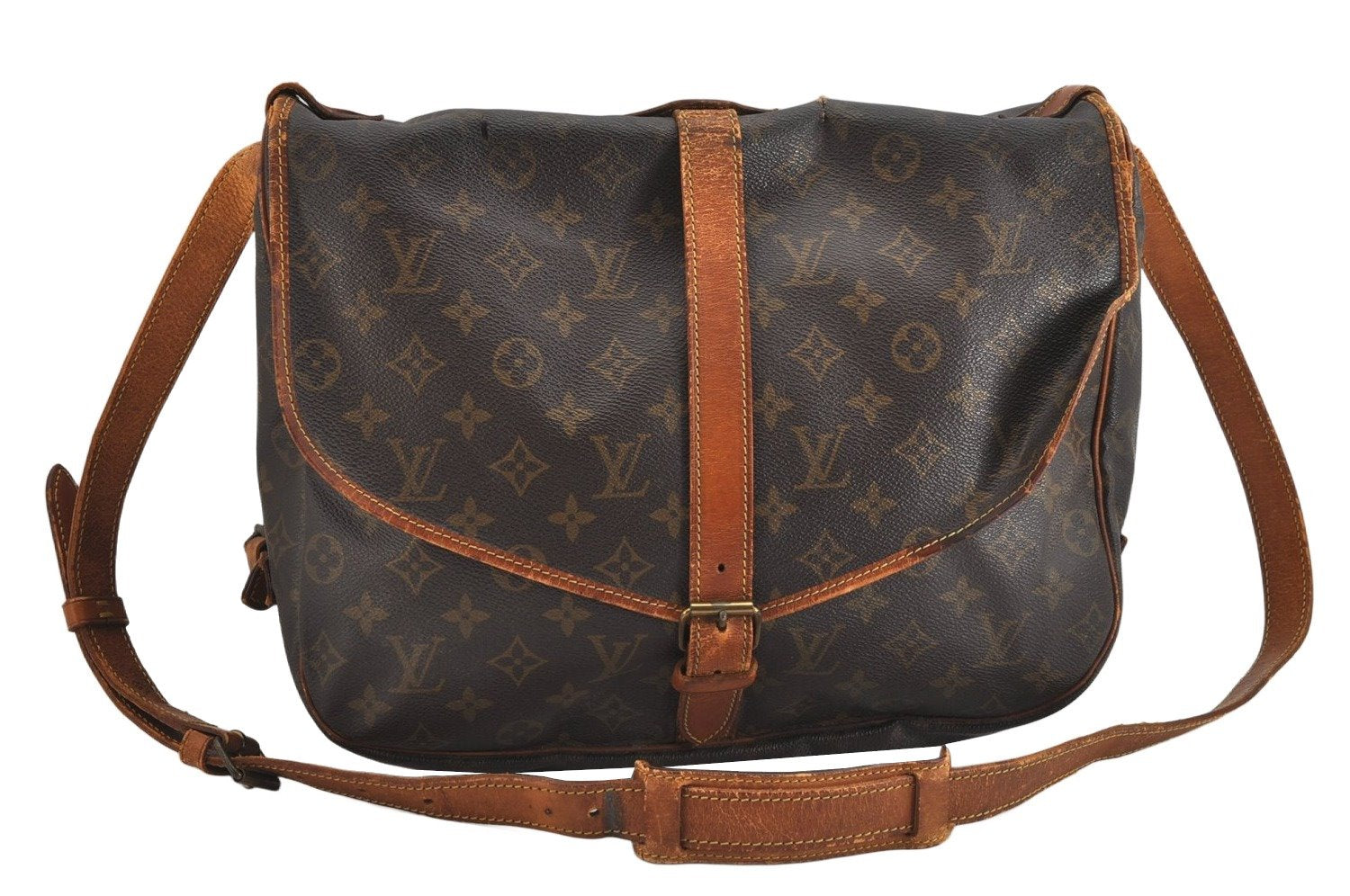 Authentic Louis Vuitton Monogram Saumur 35 Shoulder Cross Bag M42254 LV 2237K